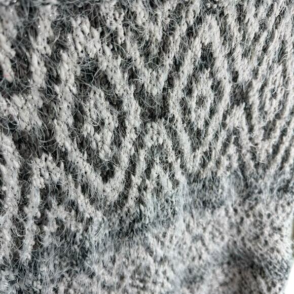 Style & Co. Gray Fair Isle Long Sleeve Plush Fuzzy Pullover Sweater Size PM - Picture 3 of 5